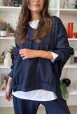 The Sunday Morning V Slouch Sweatshirt Navy